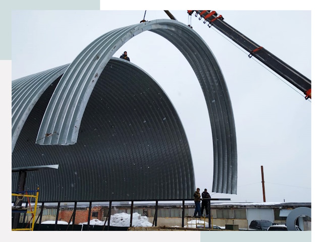 Полукруглые ангары в Борзе